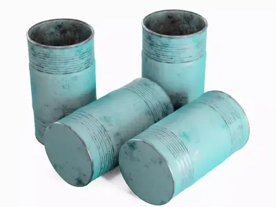Old Steel Barrel 04 Low-poly 3D model