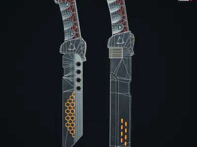 futuristic Knife sword for game Low-poly 3D model
