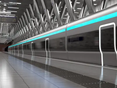 Futuristic Train with Cars Silver 3D model