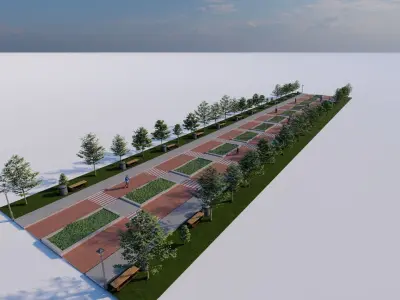 public park-Private Park Landscape 3D model 7