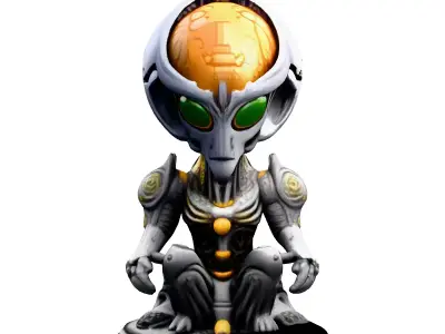 SciFi Alien Meditation Figurine Low-poly 3D model