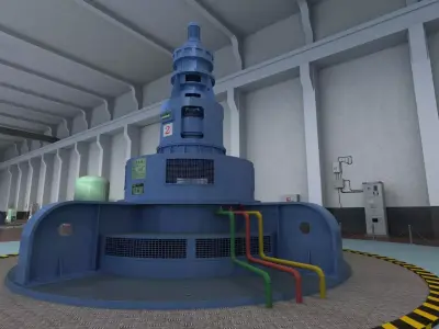 Hydropower Station Turbine Hall 3D model