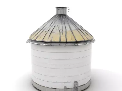 White Steel Silo model pack Low-poly 3D model