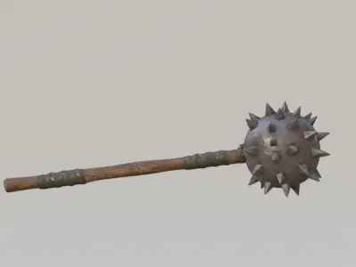 medieval Spiked Club with pbr textures Low-poly 3D model