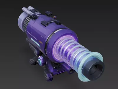 Purple Cyber Turret Low-poly 3D model