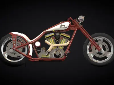 Custom red chopper - High-Poly Resolution 3D model