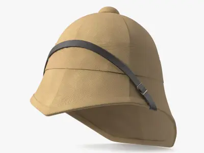 1879 British Campaign Helmet Beige Diagonal Strap 3D model