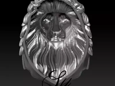LION SILVER GOLD PENDANT 3D MODEL 3D print model