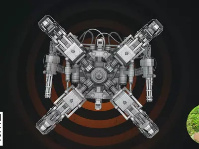 Heavy Quadrupedal Combat Mech - Dual Minigun Edition 3D model purchase