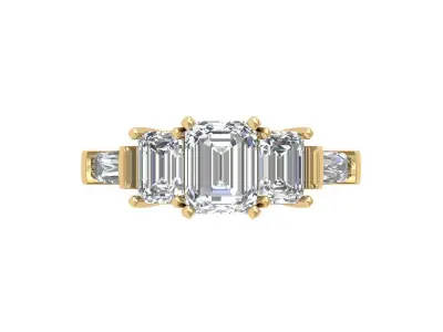 Emerald 5 Stone Art Deco Ring 3D print model purchase