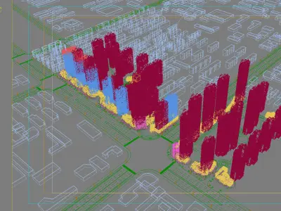 Architecture city with tall buildings and trees 3D model