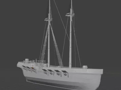 pirate ship raw mesh 3D model