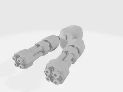 Chaingun minigun Low-poly 3D model