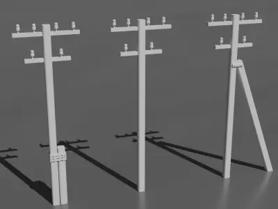 Pack electric pillars Low-poly 3D model