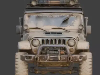 Damaged Post Apocalyptic Off Road Jeep 3D Model V03 Low-poly 3D model