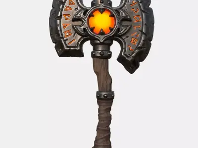 Stylized Fantasy Rune Axe - Game Ready Low Poly Low-poly 3D model