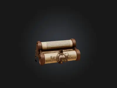 Ancient Scroll Case Model Low-poly 3D model