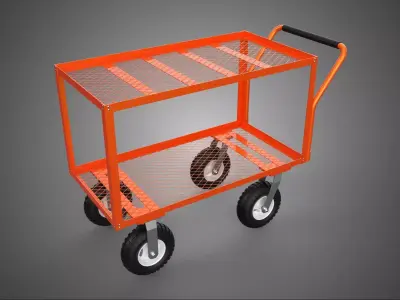 DOUBLE TIER MESH DECK BED CASTER WHEEL TROLLEY CART GARDEN WAGON 3D model