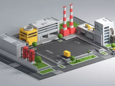 Autographic 3D Factory  Low-poly 3D model
