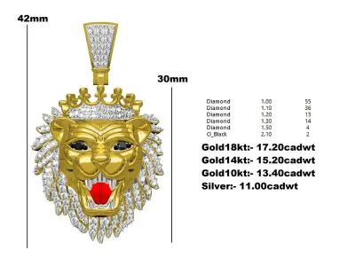 Roaring Lion King Hip Hop Pendant 3D print model