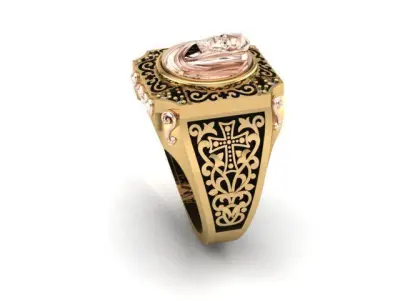 Holy cross jesus ring 3D print model