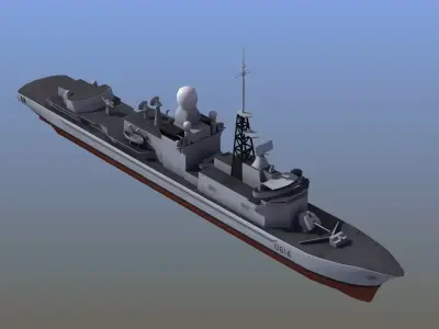 Cassard Frigate Game Ready Low-poly 3D model