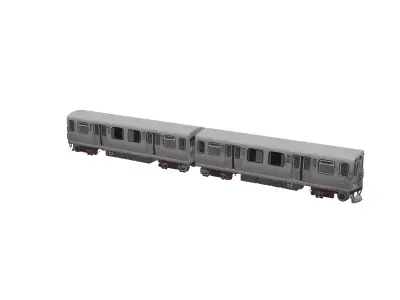 Silver Commuter Train 3D model