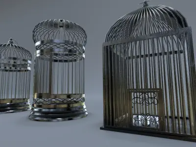 Bird cage Collection Low-poly 3D model purchase