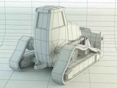Low Poly Bulldozer 3D model