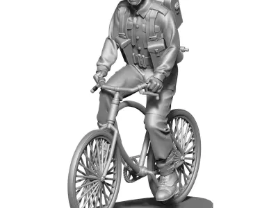 British soldier  ww2 with bicycle  3D print model