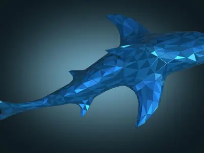 Stylized Shark Figure Low-poly 3D model