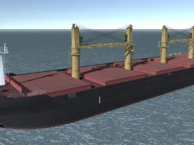 Bulk carrier ship 3d low-poly model Low-poly 3D model