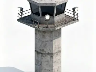Modern Military Concrete Watchtower 3D Model Low-poly 3D model
