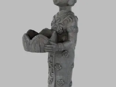 Indian Princess Stone Statue 3D model