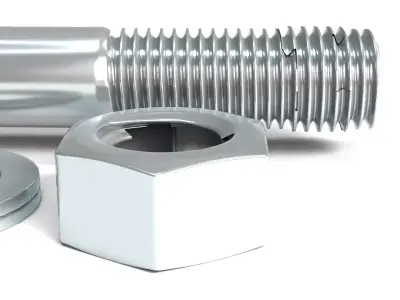 Bolt Nut And Washer Set 3D model 3D model