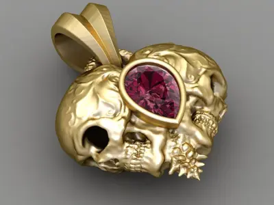 Antique Pink Pear Skull Pandent 3D print model