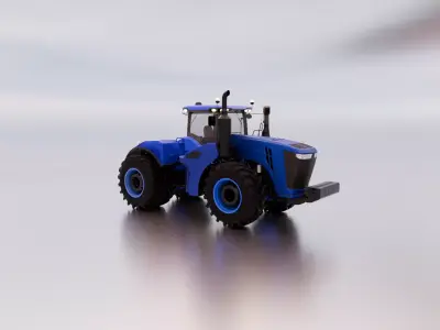 Modern Heavy Duty Blue Tractor 3D Model Low-poly 3D model