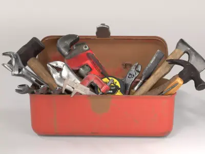 Toolbox with 14 Realistic Hand Tools  PBR 4K Textures Low-poly 3D model
