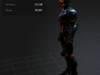 Cyber Sentinel Ninja humanoid character  Low-poly 3D model