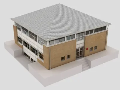 Realistic European City Block Building 05 Low-poly 3D model