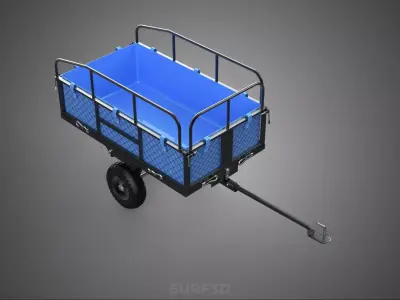 TRAILER TOW DUMPING GARDEN TRACTOR CART DETACHABLE CLOTH POCKET 3D model