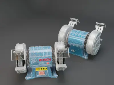 Realistic Power Tool Bosch Bench Grinder with PBR Texture Low-poly 3D model