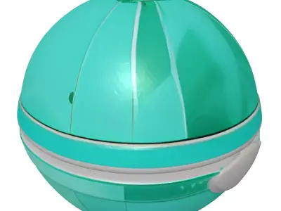 Futuristic Teal Metallic Glitter Orb 3D model