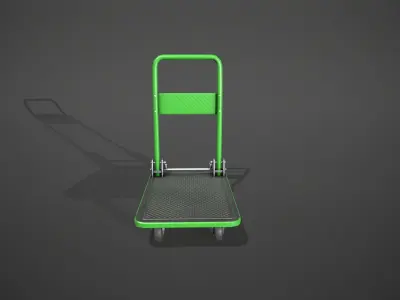 Folding Platform Truck Trolley - Green Low-poly 3D model