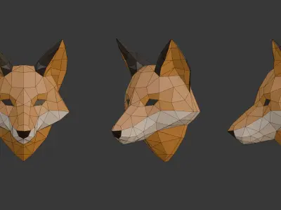 Head Fox Lowpoly Origami Decoration Low-poly 3D model
