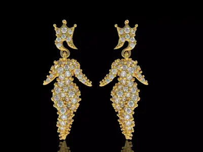 Dancing Girl Stud Earrings  3D print model