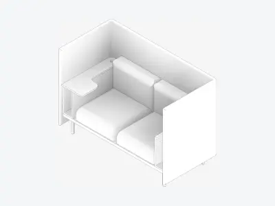 Sofa - Contemporary - Flame Work Shelf - Left - Armrest Shelf Low-poly 3D model