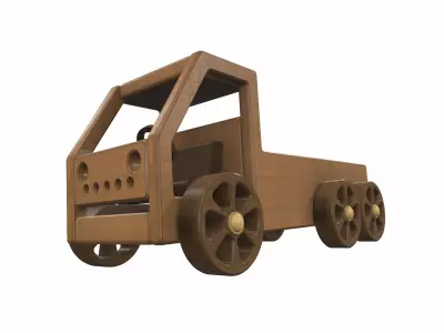 Wooden car toy truck 1 Free 3D model