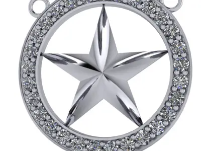 FIVE 5 POINT STAR PENDANT NECKLACE CHARM BRACELET  3D print model