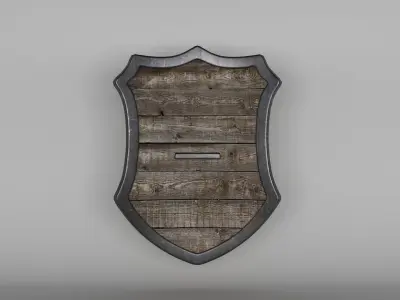 Shield wooden with dragon 3D model